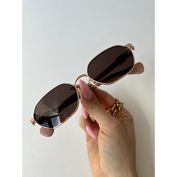 NEW Gucci GG1593S Rose Gold Violet Metal Sunglasses - Picture 3 of 7